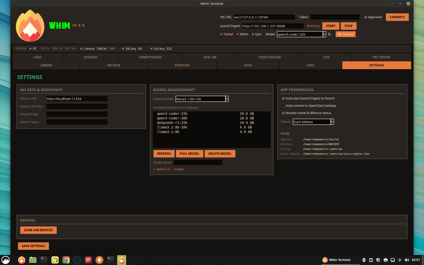 Settings Desktop Tab