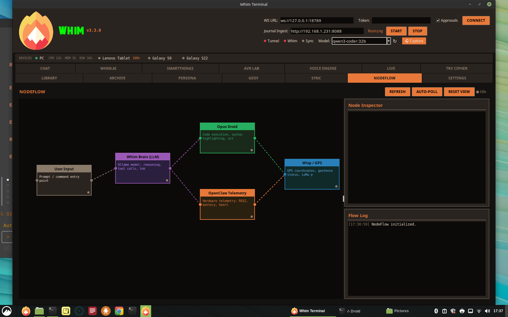 NodeFlow — Full Graph with Wisp/GPS Node