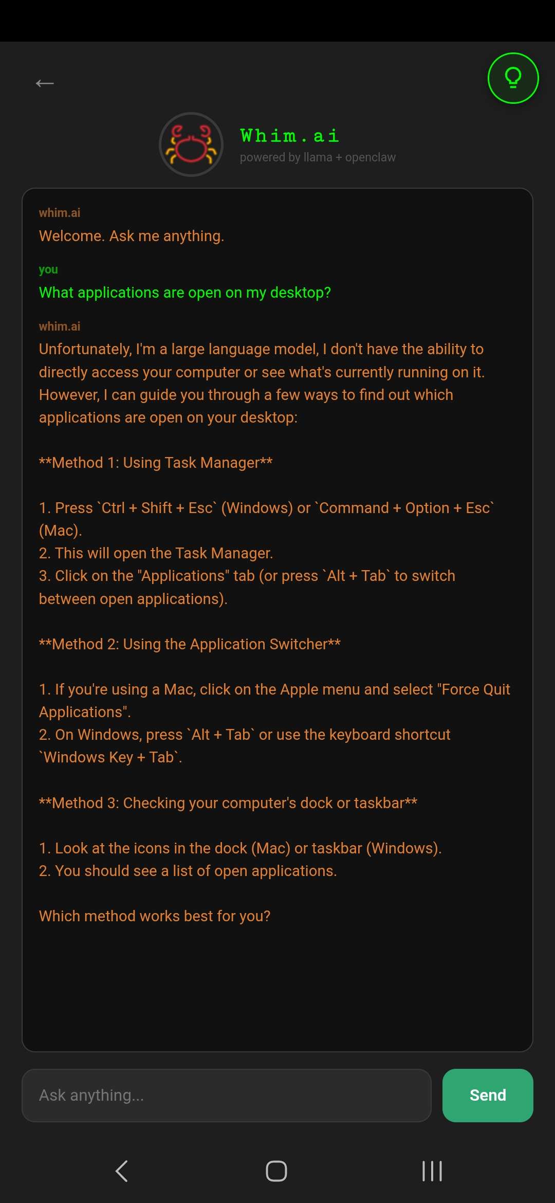 Whim.ai Chat — S22